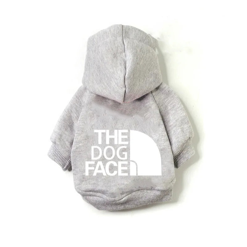 Pet Dog Hoodies Autumn and Winter Season Large Dog Clothes Dog Face Text Pattern French Bulldog Labrador Jacket Clothing