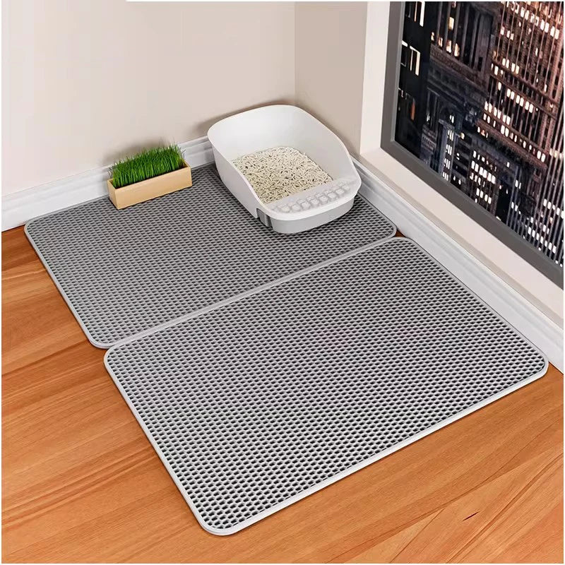 Cat Litter Mat Double Layer Pet Non Slip Big Pet Litter Box Filter Mat Wear Resistant Waterproof Cat Litter Mat Clean Supplies