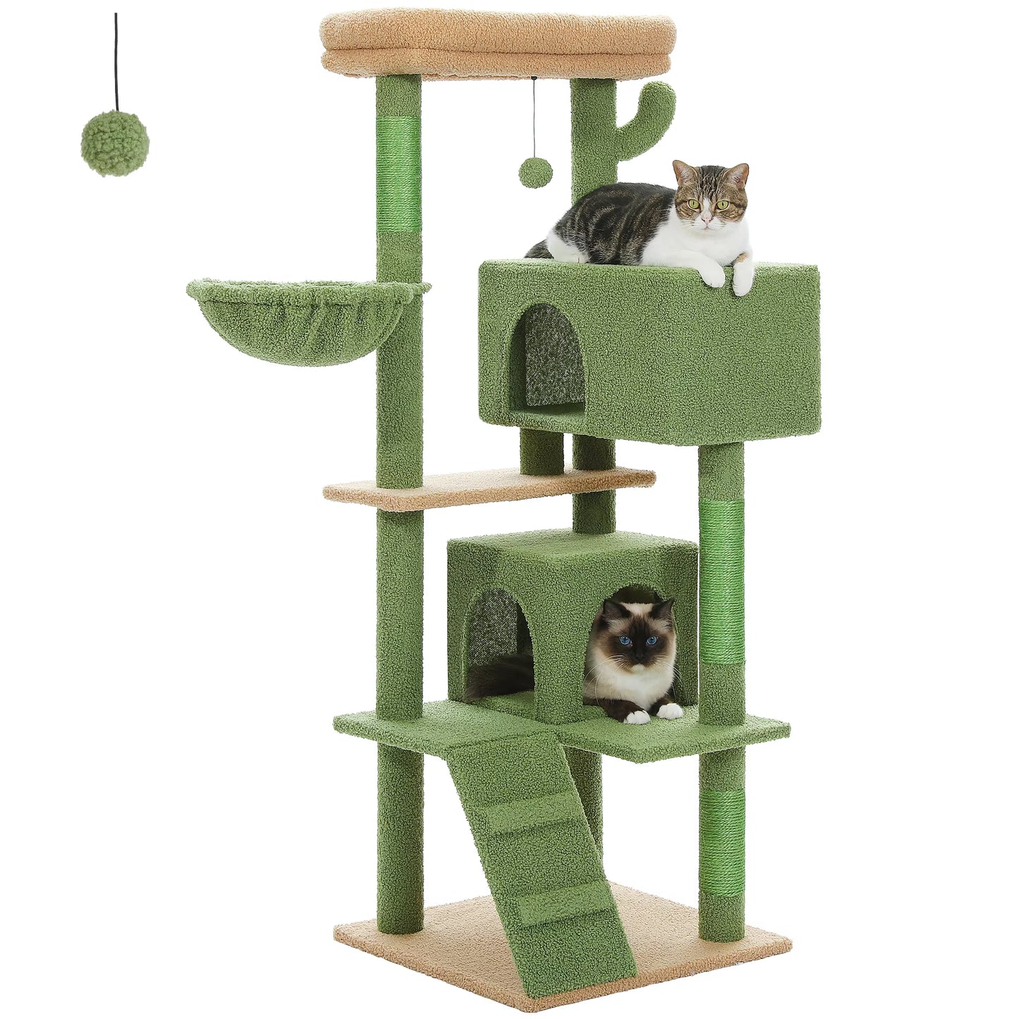 Multi-Level Luxury Cat Tree Tower with Cat Condo Cozy Perches Pet Play House Scratching Post Stable Cat Tower with Hanging Ball