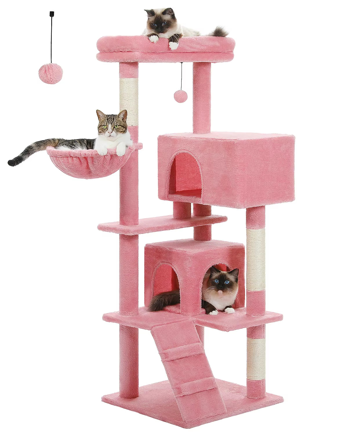 Multi-Level Luxury Cat Tree Tower with Cat Condo Cozy Perches Pet Play House Scratching Post Stable Cat Tower with Hanging Ball