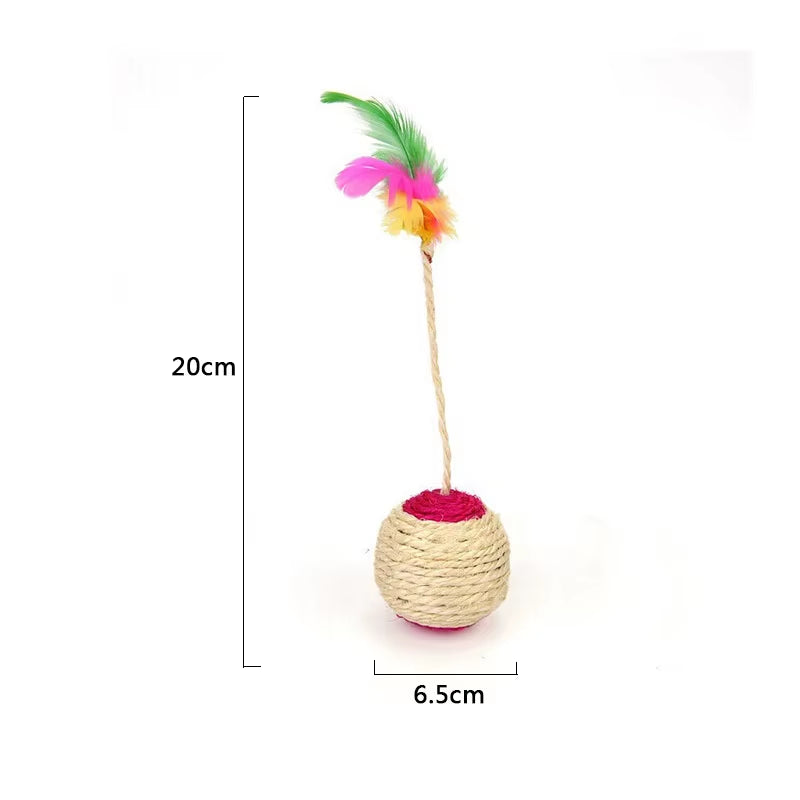 Cat Toy Pet Cat Sisal Scratching Ball Training Interactive Toy for Kitten Pet Cat Supplies Funny Play Feather Toy Cat Accessorie