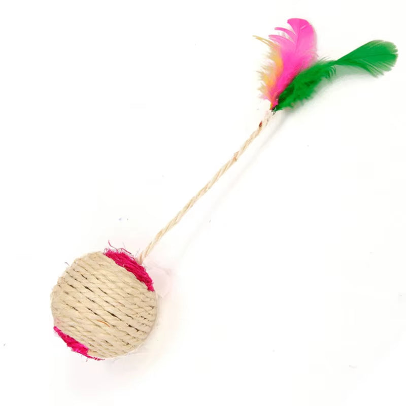 Cat Toy Pet Cat Sisal Scratching Ball Training Interactive Toy for Kitten Pet Cat Supplies Funny Play Feather Toy Cat Accessorie