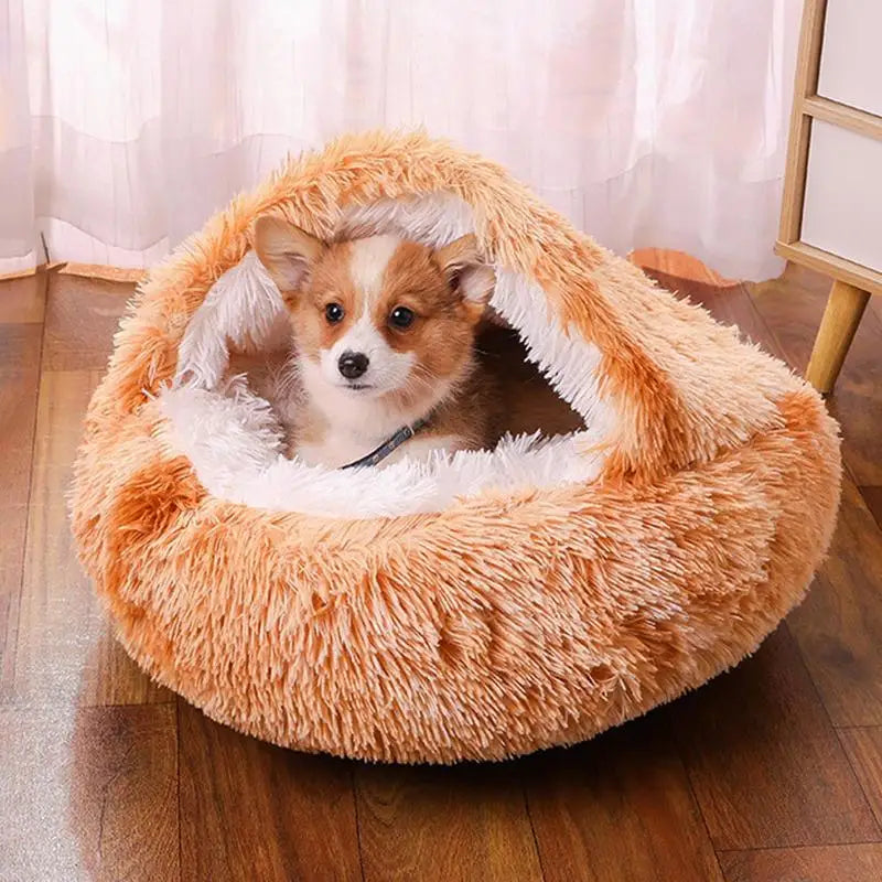 Pet Beds Soft Plush Cats Dogs House Bed for Dog with Slip Resistant Bottom Indoor Cat Cave Bed Machine Washable Pet Supplies