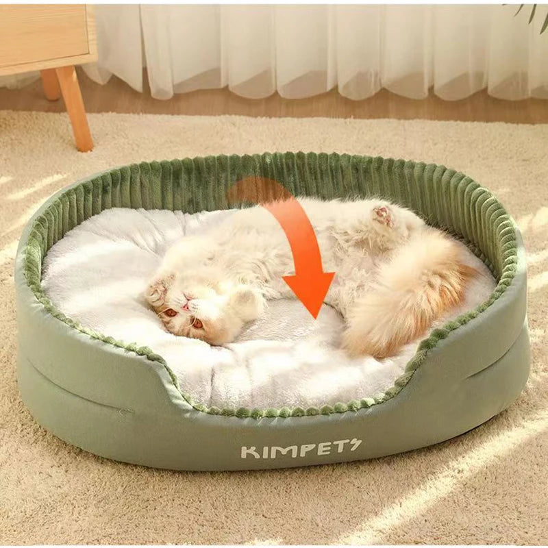 Thickening Warm Pet Cat Bed Removable Washable Cat Baskets Cushion Mat Square Plush Kennel for Small Medium Dog Sofa Beds