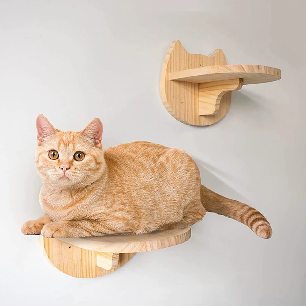 Cat Climbing Shelf Wall Mounted Four Step Stairway with Sisal Scratching Post for Cats Tree Tower Platform Jumping Pet Furniture